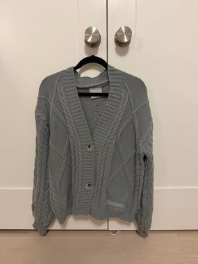 Taylor Swift TTPD Cable Knit Cardigan - Light Gray